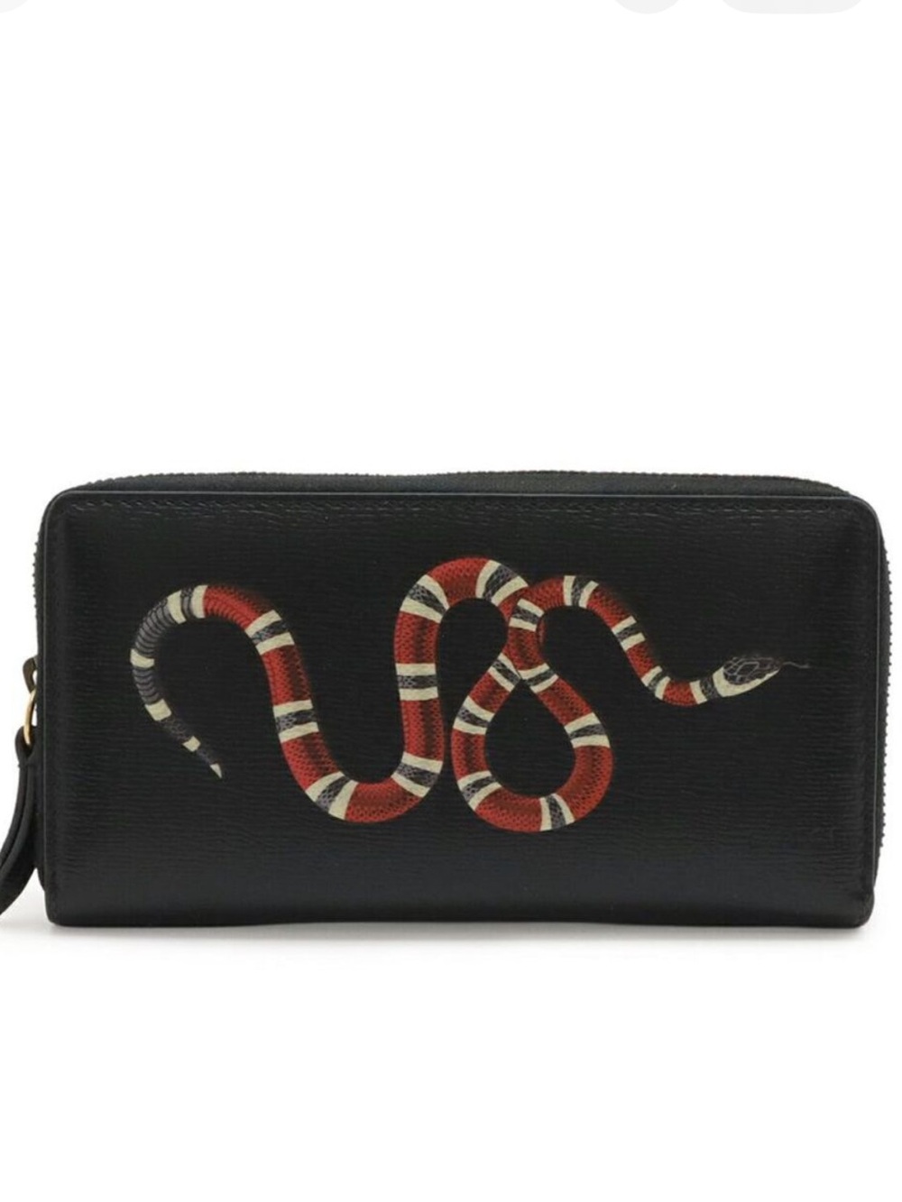 ✨ Superb Condition Gucci Black Leather Zip Wallet with Snake Decal ✨
